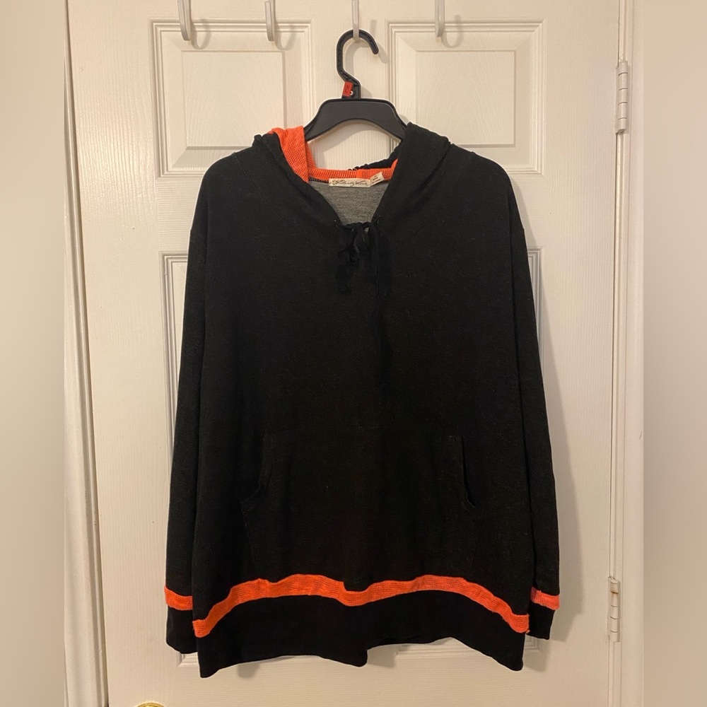 Black and Orange Soft Hoodie, Liberty Love, 2X